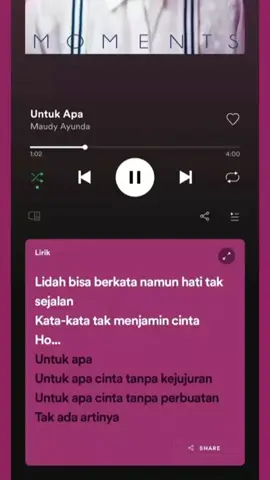 Untuk apa status kita pertahankan ? #untukapa #maudyayunda #music #lirik #fyp #xyz #fypシ 
