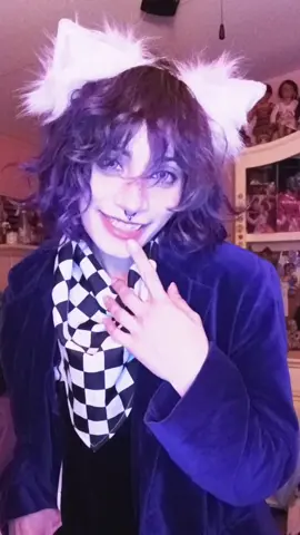 the white rabbit is Shuichi btw just so yk like actually officially  #kokichi #kokichiouma #kokichioumacosplay #danganronpa #drv3 #cheshirekokichi 