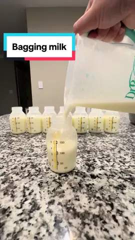 Bagging up extra milk for the freezer #breastfeeding #nursing #pumping #milkmaker #momtok #freezerstash 