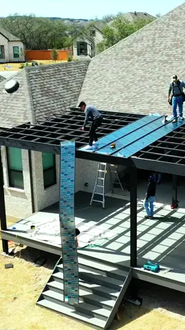 Cover your pergola with SkyPoly. Commerical grade roofs enginnered for pergolas. Let the light through. Block 100% UV rays. Stay dry! #pergola #pergoladesign #patiocover #patiodesign #skypoly 