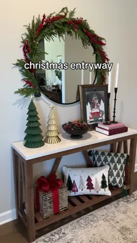 Holiday entryway!🎄🎁 One of my favorite areas to decorate each season. I found everything at Kirklands - they always have the best selection of home & seasonal decor!  #christmasdecor #holidaydecor #entrywaydecor #seasonaldecor #homedecor #entrywaystyling #christmas2023 