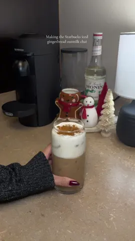 Love a good chai tea 🫶🏽🤎  has anyone tried the monin and torani gingerbread? I’m curious to which one is better 🤭 #icedchailatte #gingerbreadchailatte #gingerbreadchai #starbucks #holidaydrinks #starbucksathome #fyp 