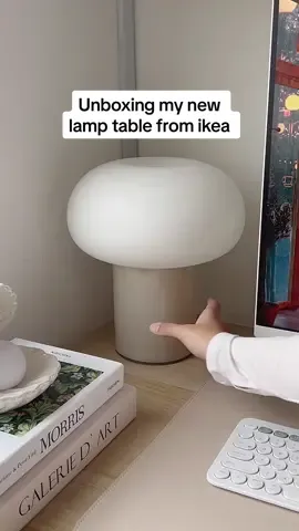 it looks like a lil mushroom 🥹✨ #ikea #dejsalamp #ikeadejsa #desksetup #aesthetic #cosy #desktour #tablelamp #roomdecor #minimalist 