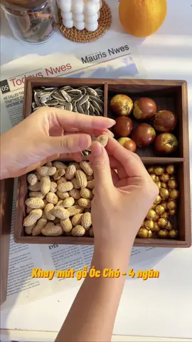 Khay đựng bánh mứt 4 ngăn - gỗ Óc Chó #tet #tetsumvay #xuanganket #tetnguyendan2024🧧🎆🧨 #tet2024 #happynewyear #lunarnewyear #foodtiktok #nauancungtiktok #noitro #homdecor #decoration #trangtrinhacua 