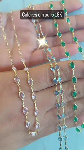 Colares em ouro 18K e zircônias coloridas ❤️ #fyp #foryou #fy #ouro18k #colares #joalheria #joalherianotik 