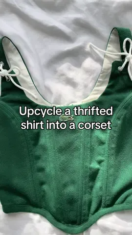 Lets upcycle a thrifted shirt into a corset ♻️✂️ #upcycledfashion #upcycledclothing #sewing #womensfashion #thrifted #corset #reworkedclothes #reworkedfashion 