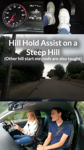 Stalling trying to use hill hold assist. #drivinglessons #learningtodrive #hillstarts 