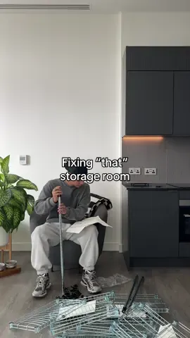 Finally fixing “that” storage room with the @IKEA OMAR shelving unit #IKEASolutions #fyp #aesthetic #apartment #ikeahack 