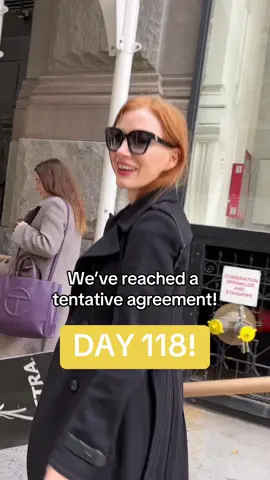 As of 12:01 a.m. PT on Nov. 9, our strike is officially suspended! So proud of  @SAG-AFTRA, our incredible leadership, Fran, Duncan, and the thousands of members who stood in solidarity. Thank you to our sister unions who showed up in solidarity. Let’s get back to work! 🤍 Hats off to our negotiating committee... We have achieved a deal of extraordinary scope that includes 