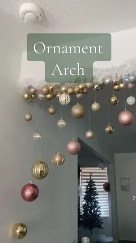 Halfway through adding all of the ornaments, I started to question if it was worth it…definitely was 😊  #christmasdecor #ornamenthack #winterwonderland #holidaydecorations #ornamentarch #xmas #christmasdecoratingideas #hangingornaments #christmasdiyideas #holidayideas #decoratewithme 
