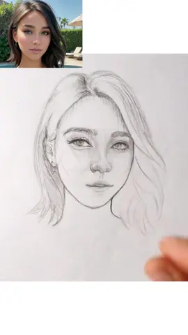 Desenhando Rosto Feminino Apenas com Lápis Simples.✍️🥰  #desenhando #desenho #desenhandorosto #draw #sketch #drawing 