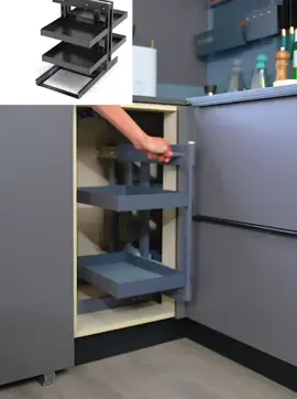 Oh, my god!  Luxury magic corner pullout drawer! Amazing space storage expert#kicthenidea #kitchenorganization #kitchenware #kitchendesign #kitchen 