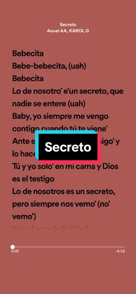 Secreto - Anuel AA, Karol g #parati #fyp #the_lyrics_zone #lyricsvideo #letrasdecanciones #spotifylyrics #karolg #anuelaa #secreto 