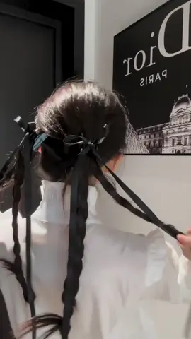 Tết tóc đuôi ngựa thấp kèm nơ ruy băng dài😊#hairstyle #hairtutorial #BeautyTok #tettocxinh #tocduoingua #kieutocdep 