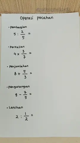 operasi pada pecahan #operasipadapecahan#pecahan#pecahancampuran#pecahanbiasa 