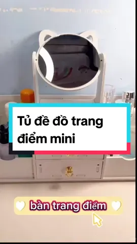 Tủ Để Đồ Trang Điểm Mini, Kệ Đựng Mỹ Phẩm Mini Có Gương Tai Mèo, Hộp Mỹ Phẩm Thiết Kế Tiện Lợi #trend  #xuhuong  #tiktok 