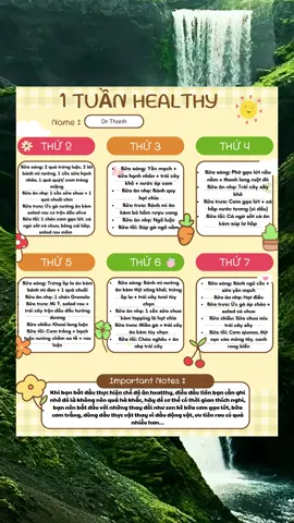 Lịch ăn 1 tuần Healthy dành cho bạn nào có time #suckhoe #healthy #1tuanhealthy #songkhoe 