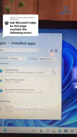 Replying to @Puput Dewi Safitri Cara repair Microsoft edge kalian yang errorr niih ges 🤩👍🏻  #fyi #rimaslaptop #fyp 