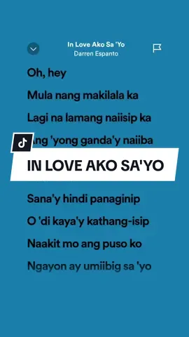 In Love Ako Sa'yo🎶by:Darren Espanto#songlyrics #spotify #fypviral 