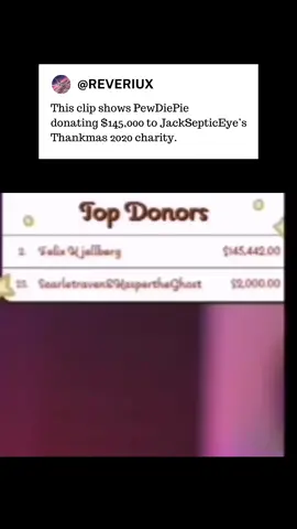 In 2020, an Irish YouTuber named Jacksepticeye held a charity called ‘Thankmas’ to raise funds and his friend, PewDiePie, got $145,000 out of his pocket and sent it to the charity. This move shocked Jacksepticeye’s friends and he decided to call PewDiePie to inform him that the money went through. #reactions #facts #fyp #dailyfacts