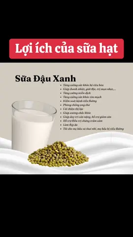 🌿🌿🌿 Thanh lọc cơ thể, giảm cân hiệu quả với Sữa Đậu Xanh mix vị Theo Đông y, đậu xanh vị ngọt, tính mát, vào tâm, vị. Có tác dụng thanh nhiệt, giải độc, giải thử, lợi thủy, chỉ khái, thanh can minh mục, giải nhiệt độc dược. Dùng cho các trường hợp say nắng say nóng, sốt cao mất nước phù nề, mụn nhọt, lở ngứa, ngộ độc cá, ngộ độc sắn, giảm mỡ máu, hạ huyết áp. Sữa đậu xanh mang lại một số lợi ích cho những người thích các lựa chọn có nguồn gốc thực vật hoặc đang trong chế độ ăn kiêng. Sữa đậu xanh tự nhiên không chứa lactose nên thích hợp cho những người không dung nạp lactose hoặc dị ứng với sữa. Ngoài ra, sữa đậu xanh không chứa cholesterol và ít chất béo hơn so với sữa bò. Về mặt dinh dưỡng, sữa đậu xanh cung cấp nguồn protein, chất xơ, vitamin (như vitamin C), khoáng chất (bao gồm sắt và kali) và chất chống oxy hóa. Vì thế sữa đậu xanh là một lựa chọn tuyệt vời cho những người ăn chay hoặc những người muốn kết hợp nhiều thực phẩm có nguồn gốc thực vật hơn vào chế độ ăn uống hàng ngày. -------- #sữahạt #mónngonmỗingày😋😋😋 #vuađầubếp #amthuctiktok #food #nauankhongkho #yeubepnghiennha #bepnhasuga #luôn_bình_yên_mỗi_ngày🍀🌹 #bìnhyênmỗingày❤️☘️☘️ #Foodie #tasty #hồchíminh #nấuăn #mónngonmỗingày #hômnayăngì #nauankhongkho #yeubepnghiennha #vuađầubếp #amthuctiktok #mónngonmỗingày😋😋😋 #sức_khỏe_là_vàng #healthy 