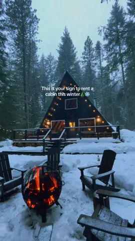 Nothing cozier than staying at a cabin in the snow ❄️✨ #pnw #airbnb #cabin #aframe #winterwonderland #cabinlife 