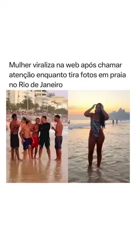 Uma mukher viralizou na web ao mostrar alguns rapazes olhando para ela enquanto tirava foto na praia #praia #fy #fyp 