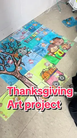 Thanksgiving is the perfect time to introduce a collaborative poster project to your students. Perfect for an easy Thanksgiving Bulletin Board. #thanksgivingart #thanksgivingbulletinboard #elementaryschoolthanksgiving #thanksgivingcraft #thankfulfor #teachersoftiktok 