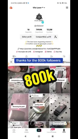 thanks for the 800k followers #vilalaser #800kfollowers 
