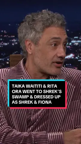 @Taika Waititi and @Rita Ora went to Shrek’s Swamp and dressed up as Shrek and Fiona 😂 #FallonTonight #TaikaWaititi #RitaOra #Shrek 