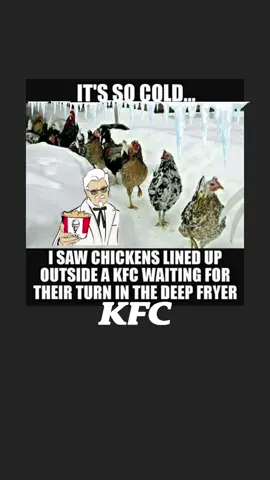#ITSSOCOLDISAWCHICKENSLINEDUPOUTSIDEAKYCWAITINGFORTHEIRTIRNINTHEDEEPFRYER#coldweather #freezingweather #freezingcold #funnykfcmeme#funnykfcvideo#funnykfc#funnychickens