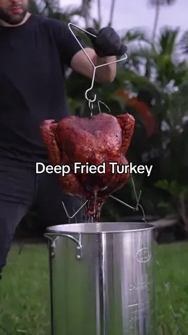 Smoked & Deep Fried Turkey… Turkey looks different this year thanks to this game-changing process and the help of McCormick @Grill Mates Garlic and Crushed Herbs with Salt and Pepper. Don’t get me wrong, I love my spatchcock/dry brined recipes. But if you want to take things to the next level, this method is pretty tough to beat! IMPORTANT NOTE on safety: Deep frying turkey is no joke and your priority must be safety. Only use this method if you have a dedicated turkey frying setup, and follow all directions closely. It is critical that you wear protective gear (long pants/long gloves), understand how much oil you need, and ensure the flame is off when adding the turkey. Take it slow! Other notes: -Rest turkey for at least 20 minutes -During rest, turkey will increase in temp by 20F degrees (!). This allows you to safely pull at 150F internal in the breast, while keeping it juicy. -Drop turkey in fryer with the “legs/dark meat facing down”.  This should help the dark meat cook faster. In my case, the internal temp of the dark meat was already 165F even though the white meat was only 150F, which is ideal. -Use homemade chicken stock in the injection if possible. You always hear people say this, but I’m telling you it makes a big difference! -Keep an eye on the color. If turkey skin gets too dark too soon, reduce heat. #mccormickpartner #thanksgiving #turkey #deepfriedturkey #smokedturkey #holidaydinner #dinnerrecipe