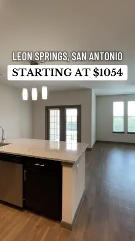 LEON SPRINGS - $1054 - Soft Loft — 2BED/2BATH - $1849 - 1200 SqFt 3BED/2BATH - $2439 - 1331 SqFt — You get $550 off at this property! Super easy access to I-10 and 1604. Units come with granite countertops, stainless steel appliances, wood floors, and washer/dryer. Amenities include resort-style pool, 24 hour fitness center, and a dog park 🐶. Advertised price reflects net effective pricing. — Comment or DM and we can set up a tour! 📲 #sanantonio #sanantoniotx #sanantonioapartments 