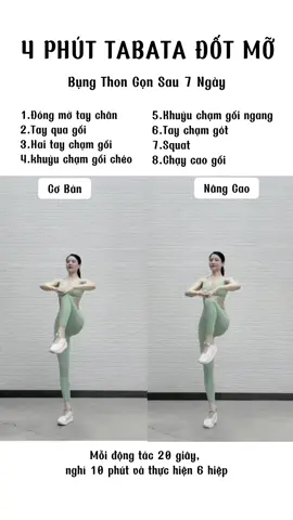 4 phút tabata đốt mỡ bụng thon gọn sau 7 ngày🔥#nhiennhiengiupbangiamcan #giamcan #giamcanantoan #exercise #workout #homeworkout #dotmo #tabata #giamcanthanhcong #giamcantainha 