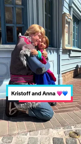 Kristoff and the littlest Anna 🩷💙 #Disney #DisneyParks #WorldofFrozen #HongKongDisneyland #Frozen #Anna #Kristoff 