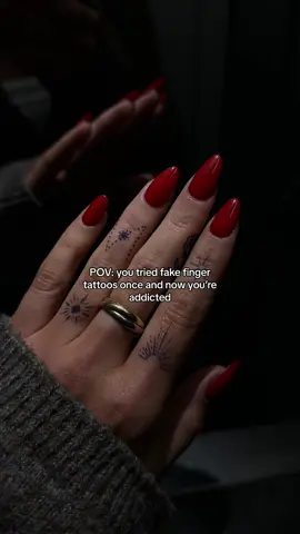 and they lasted me 5 days 🤭 shoutout @Inkbox #fingertattoo #faketattoo #temporarytattoos #darkfeminine #rednails 