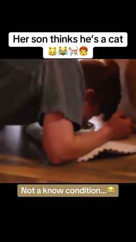 The son that eats like a #cat and basically acts exarly like one 😹😹 #foryou #foryoupage #foryourpage #fypシ゚viral #trending #viralvideo #viraltiktok #actinglikeanimals #catman #catwoman #hungryboy #unusual #weirdkid #intrestingvideos #abcdefu 