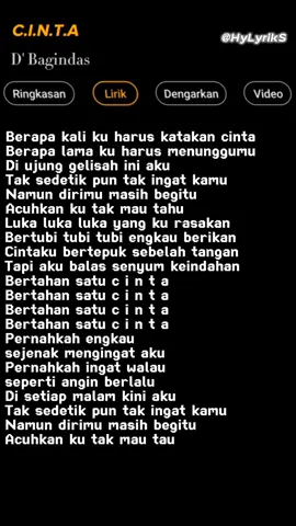 Lirik lagu C.I.N.T.A-D'Bagindas part 61🎶 #lyrik #lyriklagu #lirikkaraoke  #lagukaroke#lagukane #albummusik #coverlirik#fulllirik  #dbagindas #cintabagindas  #lukalukayangkurasakan 