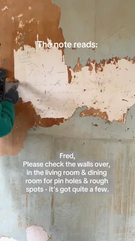 Replying to @nothing_to_see_here here you go! We uncovered and decifered the long contractor note in the dining room! We have these little notes all over the house, and we are very thankful for 