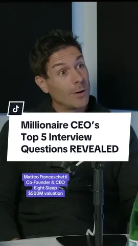 Top 5 interview questions CEO Matteo asks every applicant before hiring into his $500M business #EightSleep a smart mattress and ‘sleep fitness’ technology company. #MatteoFranceschetti tells #HarryStebbings on #20VC #interviewquestions #howtointerview #howtointerviewforajob #interviewpreparation #interviewprep