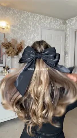 Festive hairstyle idea!✨ obsessed with this oversized bow from @Primark ! #festivehairstyles #hairstyletutorial #hairinspo 