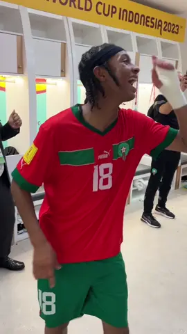 Scenes in the 🇲🇦 dressing rooms after their win! #U17WC #Morocco 