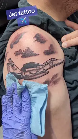 Jet tattoo. #tattoo #tattoos #tattooideas #tattooartist #animetattooartist #jet #airplane #fighterjet #fighterjets #military 