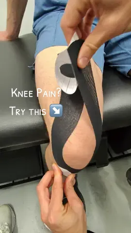 Do you have knee pain? Try this kinesiology taping for general knee pain — Round the edges so it doesn’t get caught on clothing. Anchor the tape at a 0% stretch, stretch 50-75% then lay the tape at a 0% stretch to anchor, repeat on the opposite side of the knee to help the healing process by increasing blood and lymphatic flow & alleviating pain by lifting the skin slightly reducing pressure on pain receptors. This is meant to aid in the healing process. In order to fully alleviate pain, you must address the cause & strengthen to improve stability at the joint. @Bespoke Treatments  #physicaltherapy #physiotherapy #kneepain #knee #kneepainrelief #pain #kinesiology #kttape #fitfam #Fitness #jumpersknee #runnersknee