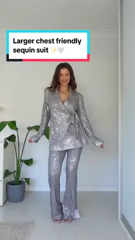 Trying THE sequin suit for party season ✨✨✨  #fullerbustfashion #bigbiddiestruggles #girlssupportgirls #partyseasonoutfit 