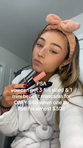 PSA: you can get 4 benefit mascaras for $48 when by themselves theyre usually $28! #benefit #tiktokshopblackfriday #benefitcosmetics #benefitholiday #benefitrollerlash #benefitfanfestmascara benefit mascara 4 set benefit roller lash benefit fan fest benefit mascara #benefitmascara #sale #makeupsale #discount 