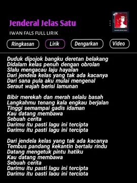 lirik lagu jendela kelas satu by iwan fals viral tik tik 2023 full durasi #fypシ #lirik #kanayatn 