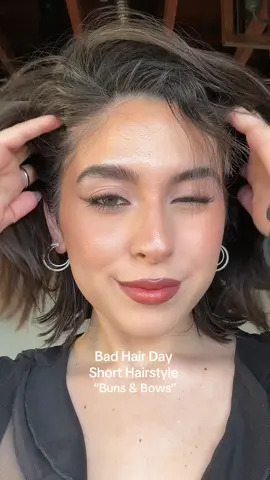Can’t stop putting bows on my hair 🥹🎀🪽#shorthairstyles #shorthair #greasyhairstyle #badhairdayhairstyle #bowhairstyle #holidayhairstyle 