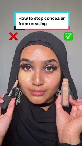 how to fix creased makeup under eye _ Product: @Huda Beauty concealer in nutmeg  _ #undereyeconcealer #beautytips #hudaconcealer  