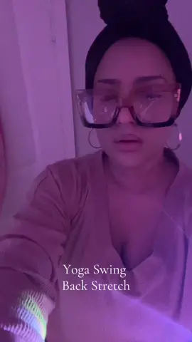 Yoga swing back stretch therapy. I bought this swing on Amazon for around $29.99 maybe? Great for loosening the upper and lower back area. #yoga #yogaswing #athomeworkout #backtherapy #upperandlowerback #amazon 